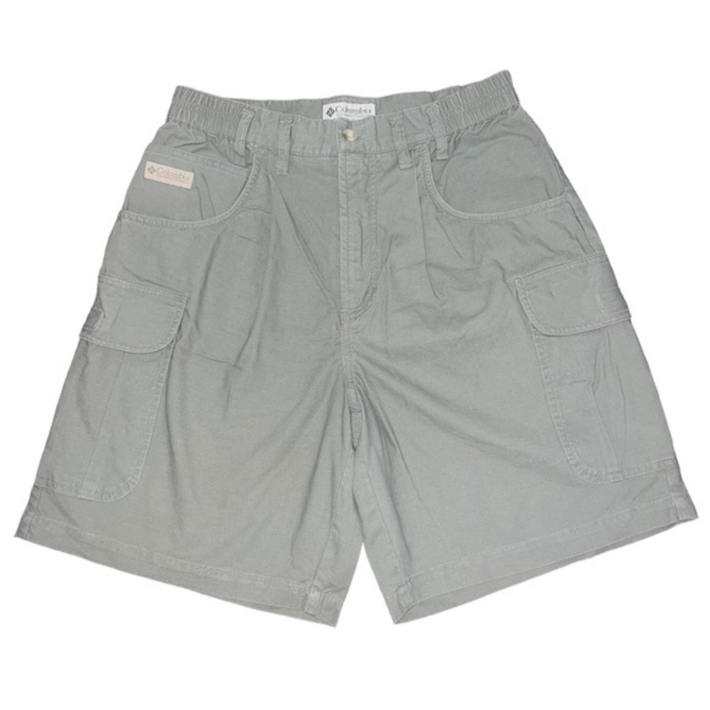 {EUC Columbia Men's Cargo Shorts Elastic Waistband Multiple Pockets in Olive 32}